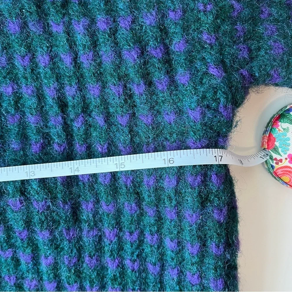 Vtg Woolrich Sweater Sz Medium 60s Knit Teal/Purple Wool